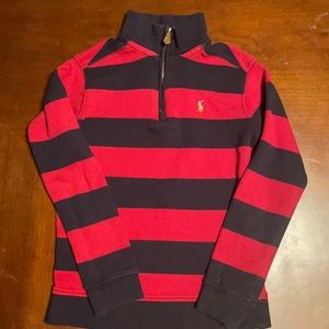 Polo 1/4 zip. Size 7. Navy and red stripe.
